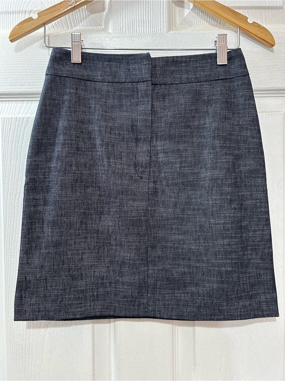 Caroll Paris Dark Denim Pencil Skirt Cotton Linen Blend Made in France Sz 36/4